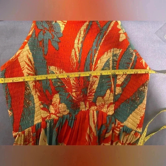 Free People Red and Blue Smocked Maxi Sundress - Picture 5 of 7